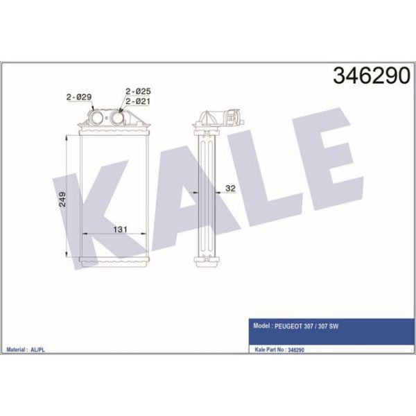 Kalorifer Radyatörü 307 1.4Hdı 1.6Hdı 2.0Hdı 8V16V (-2006) (Manuel Klıma) Almknk Peugeot 307 KLE-346290 6448.K4