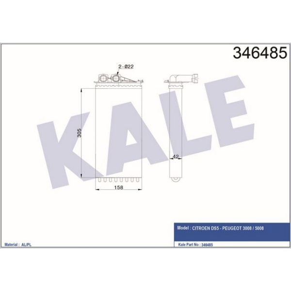 Kalorifer Radyatörü Ds5 - 3008 5008 (09+) Almknk Peugeot 3008 KLE-346485 6448.T9