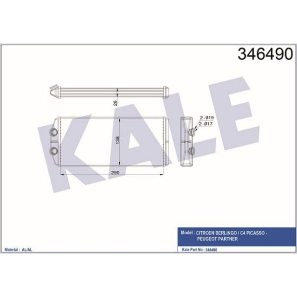 Kalorifer Radyatörü Partner Tepee - Berlıngo III 1.6Hdı-1.6 16V (08+) Albrz Peugeot Partner KLE-346490 6448.S7