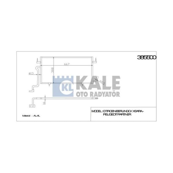 Klima Radyatörü Partner Em M49 98>02 1.8D 1.9D 2.0 Hdı Berlıngo 98-03 2.0 Xsara 97>00 Peugeot Partner KLE-385500 6455.V8
