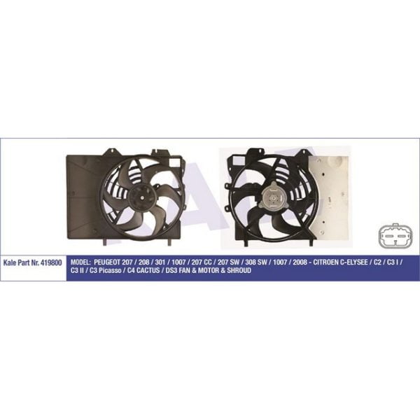 Fan Motoru 1007 207 207 208 C2 C3 Ds3 Davlumbazlı Peugeot 301 KLE-419800 1253.H5