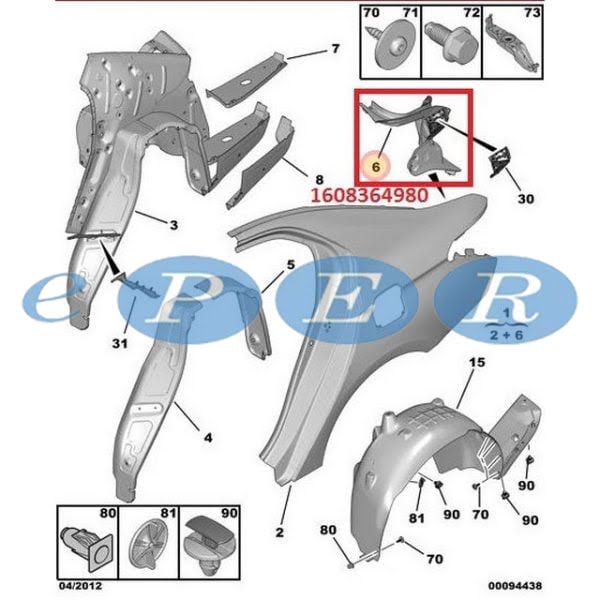 Stop Sacı Sağ C-Elysee Yuva Citroen C-Elysee PSA-1608364980 1608364980