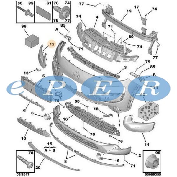 Ön Tampon Koruma Sağsiyah C4 Cactus Citroen C4 PSA-1611370680 1611370680