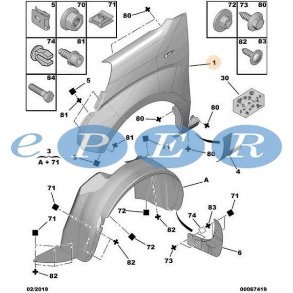 Çamurluk Ön Sol Bıpper Nemo Fiorino Peugeot Bipper PSA-1615089280 7840.W5