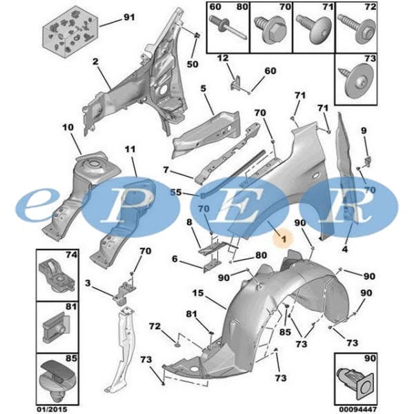 Çamurluk Ön Sağ C-Elysee Citroen C-Elysee PSA-9674790480 9674790480