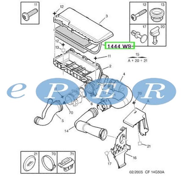 Hava Filtresi 206 206 207 207 307 307 Bıpper C2 C3 Nemo Xsara Fıesta Fusıon 1.4 Hdı Dv4Td Süngersiz Eurorepar Peugeot 206 PSA-E147300 1444.W9