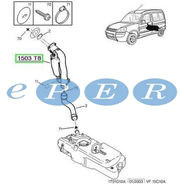 Yakıt Depo Giriş Boru (Bitiş Opr 11500) Partner Berlıngo M59 M49 Dw8 1.9D Dw10 2.0 Hdi Peugeot Partner REP-15030T8 1503.T8