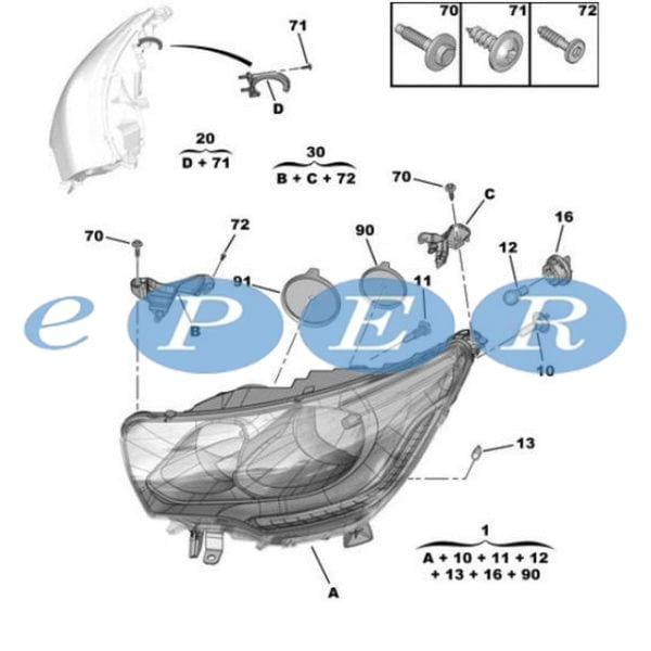 Far Sağ Ym. C4 09- Citroen C4 REP-62060S1 6206S1