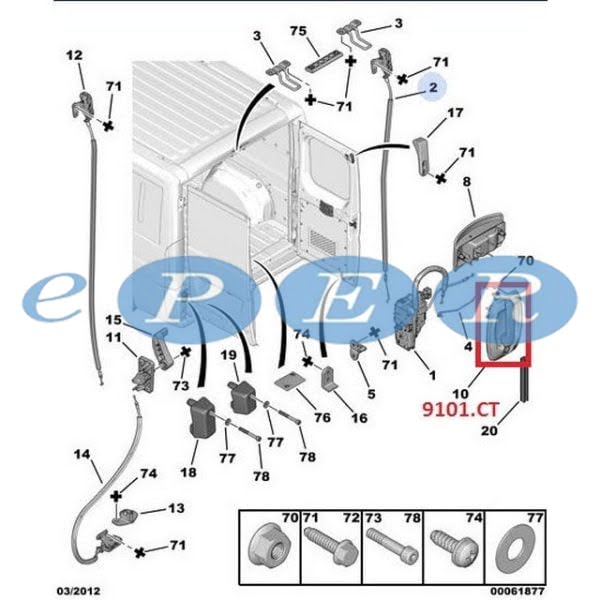 Açma Kolu Dış Arka Boxer III Jumper Ducato Kapı Peugeot Boxer REP-9101018 9101.CT