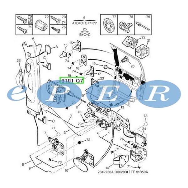 Açma Kolu Dış Sol Partner Berlıngo Sürgülü Kapı Peugeot Partner REP-9101527 9101.Q7