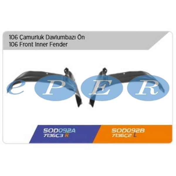 Çamurluk Davlumbazı Ön Sol 106 Ym Peugeot 106 SDS-092B 7136.C2