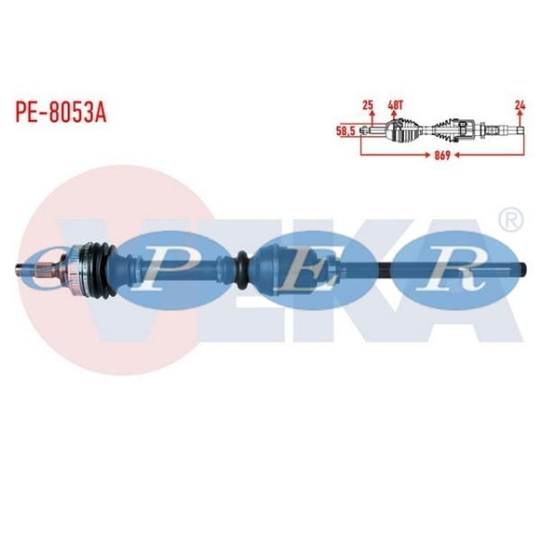 Komple Aks Sag Ön Peugeot Partner (Orta Kasa) 1.6 Hdi Abslı 48 Dıs Uzunluk 869Mm 2003-2008 Peugeot Partner VKA-PE-8053A 17-0806